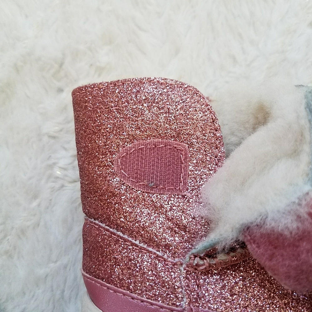 UGG Baby Pink Keelan Glitter Genuine Shearling Baby Girl Booties - Picture 7 of 8